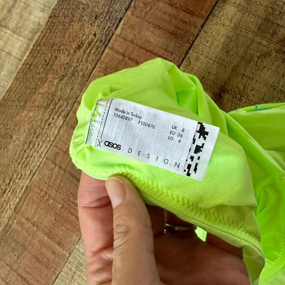 ASOS Design Womens Neon Green High-Waist Bikini Bottoms - US 4 - Picture 4 of 8